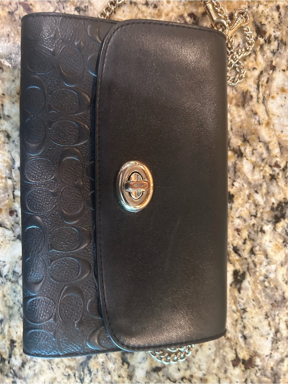 Coach Chain Crossbody Bag Wallet on Chain Wristlet Purse In Black Logo - Picture 4 of 12